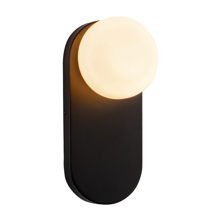 [WV425112MBOP] Luminaria decorativa tipo aplique 13", para lampara base E26. 120V, hasta 40W. Damp Location (Matte Black/Opal Glass)